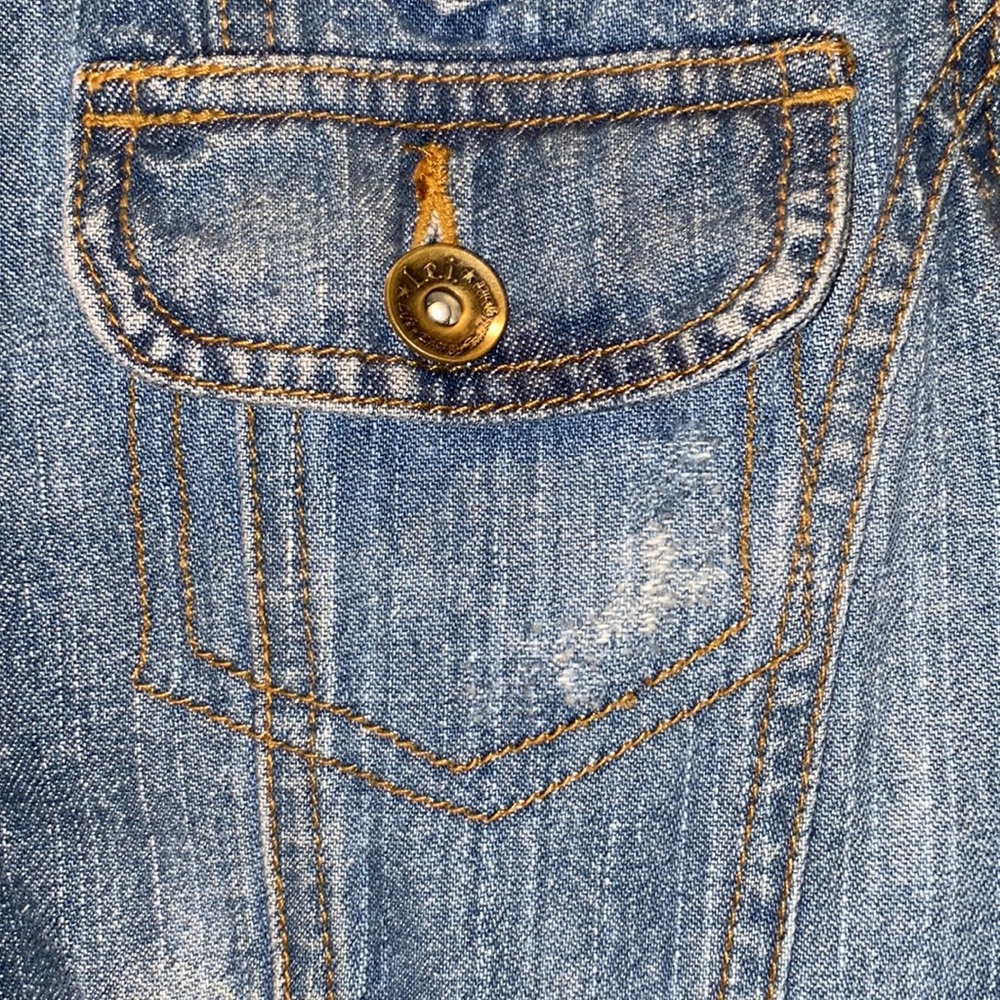 2010 l.e.i. Cropped Jean Jacket Juniors Size Large - Picture 7 of 11